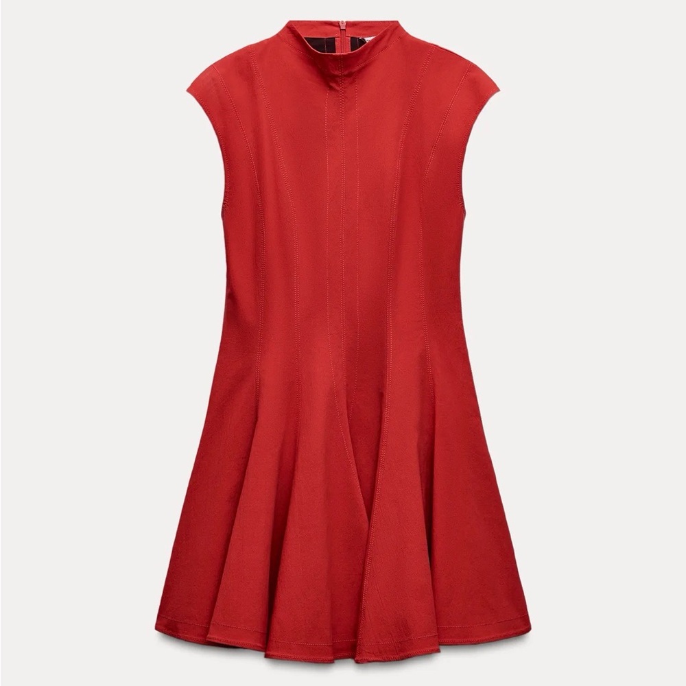 Zara Vibrant Red Cap Sleeve Dress size Large